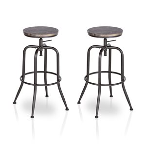 Homy Casa Anacletus Brown Adjustable Height Swivel Bar Stools - Pack of 2