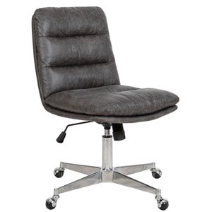 FurnitureR Steffen Brown Contemporary Ergonomic Adjustable Height Swivel Desk Chair