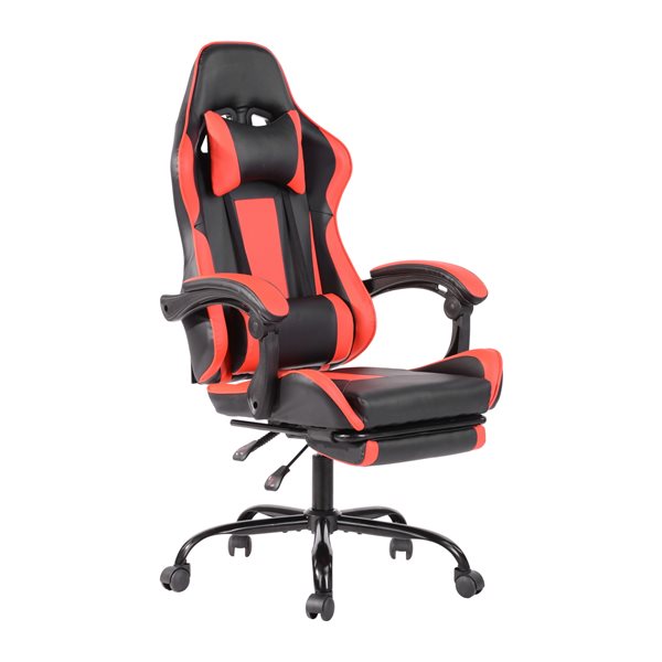 Chaise de bureau pivotante contemporaine avec apui-tête ergonomique et hauteur réglable Landuci de FurnitureR, rouge