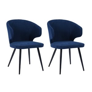 Ensemble de 2 chaises de salle à manger à oreilles en tissu bleu de Homycasa