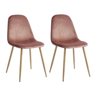 Homycasa Charlton Set of 2 Pink Contemporary Velvet Upholstered Side Chair (Metal Frame)