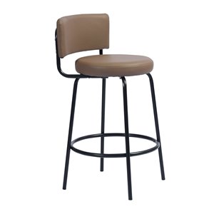 Tabouret de bar rembourré Chive brun à hauteur de comptoir (22 po à 26 po) par FurnitureR, ens. de 2