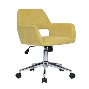 Chaise de bureau pivotante contemporaine et ergonomique avec hauteur réglable Ross de Homycasa, jaune