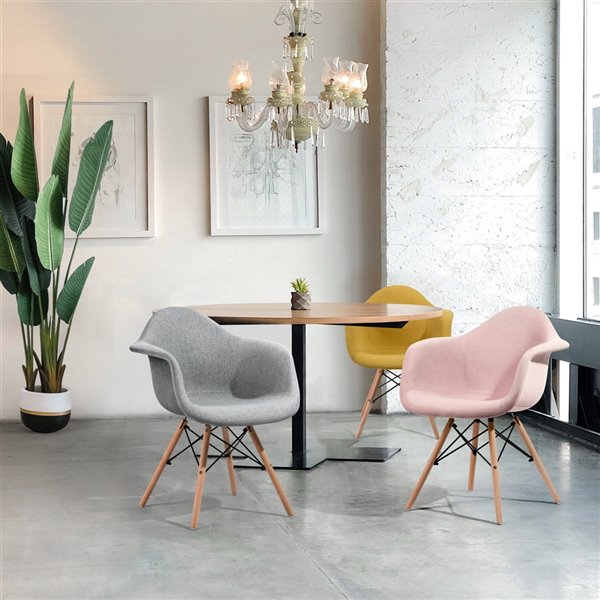 Homy Casa Kohler Set of 2 Grey Contemporary Polyester/Polyester Blend Upholstered Arm Chair (Composite Frame)