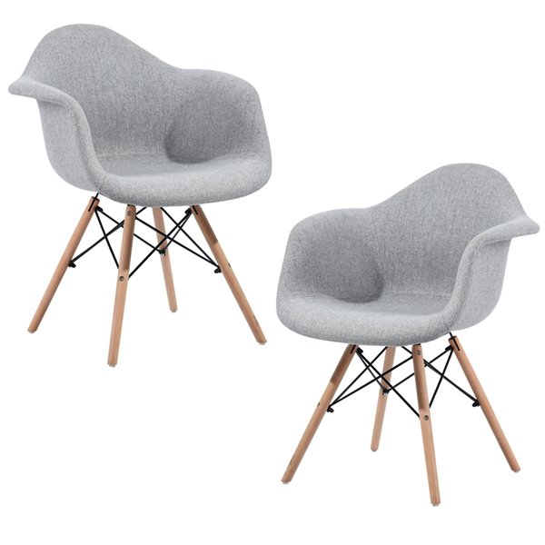 Homy Casa Kohler Set of 2 Grey Contemporary Polyester/Polyester Blend Upholstered Arm Chair (Composite Frame)