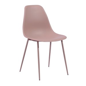 FurnitureR Konwin Set of 4 Pink Contemporary Side Chair (Metal Frame)