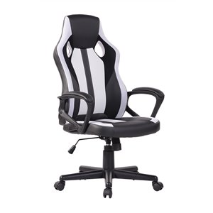 Chaise de bureau pivotante contemporaine et ergonomique avec hauteur réglable Jaxson de FurnitureR, blanc