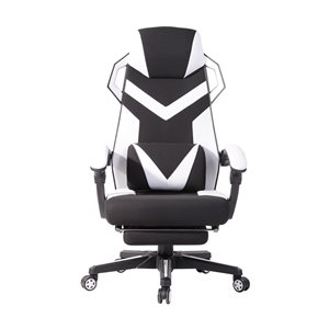 Chaise de bureau pivotante contemporaine avec apui-tête ergonomique et hauteur réglable Landuci de FurnitureR, blanc
