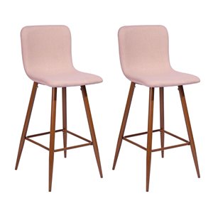 Tabouret de bar en tissu rose de 26 po FurnitureR - ensemble de 2