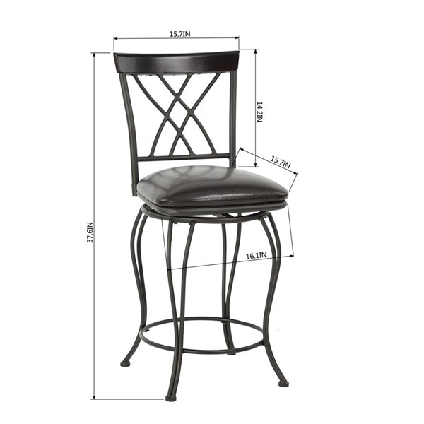 Homy Casa Wichita 26-in Black Counter Height Upholstered Swivel Bar Stools - Set of 2