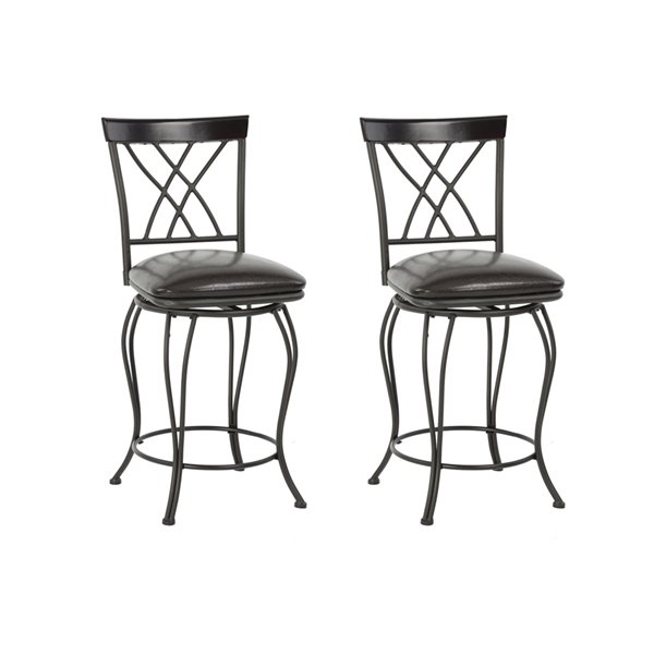 Homy Casa Wichita 26-in Black Counter Height Upholstered Swivel Bar Stools - Set of 2