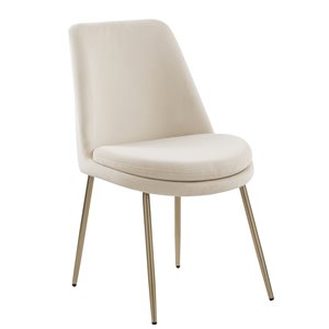 FurnitureR Stocker Set of 2 Beige Contemporary Velvet Upholstered Side Chair (Metal Frame)