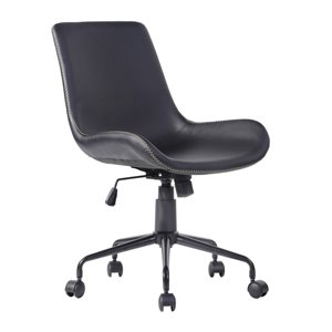 FurnitureR Adams Black Contemporary Ergonomic Adjustable Height Swivel Desk Chair