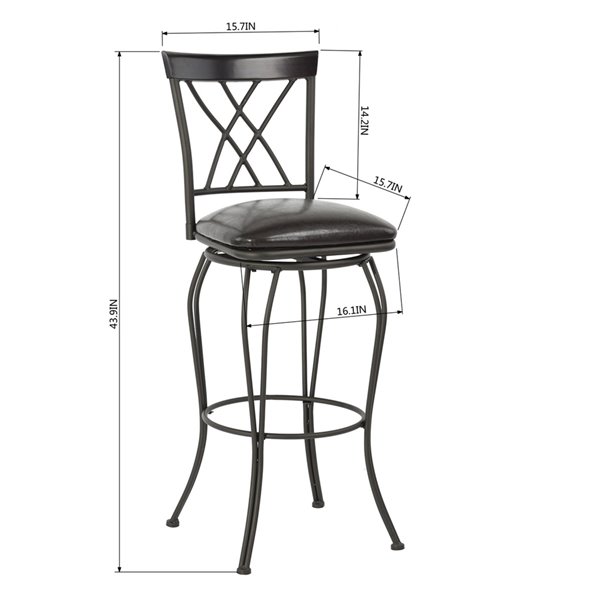 Homy Casa Wichita 29-in Black Bar Height Upholstered Swivel Bar Stools - Set of 2