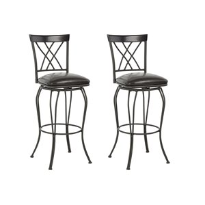 Homy Casa Wichita 29-in Black Bar Height Upholstered Swivel Bar Stools - Set of 2