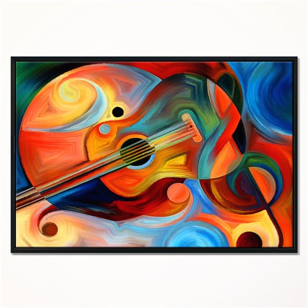 Designart 30-in x 40-in Music and Rhythm with Black Wood Framed Canvas Wall Panel