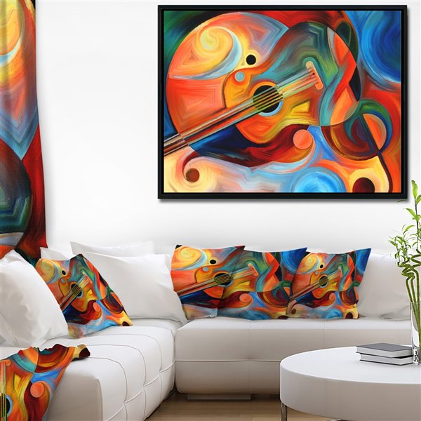 Designart 30-in x 40-in Music and Rhythm with Black Wood Framed Canvas Wall Panel