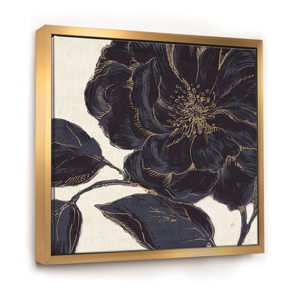 Designart Metal Wall Art Gold Wood Framed 30-in H X 30-in W Floral Canvas Wall Panel