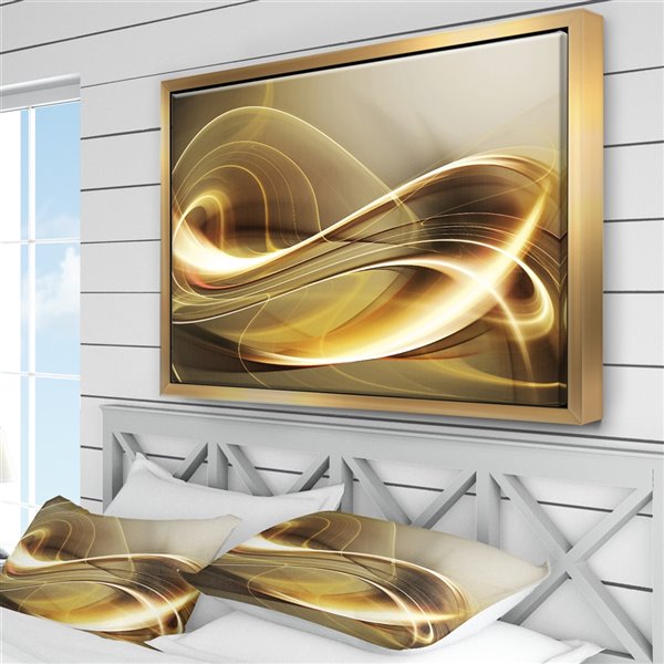 Designart 30-in x 40-in Elegant Modern Sofa with Gold Wood Framed Wall Panel
