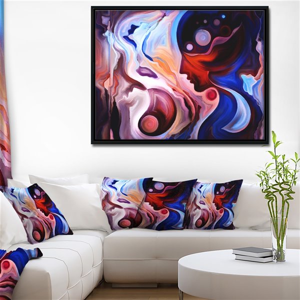 Designart 18 In X 34 In Watching Woman Painting With Black Wood Framed Canvas Wall Panel Rona