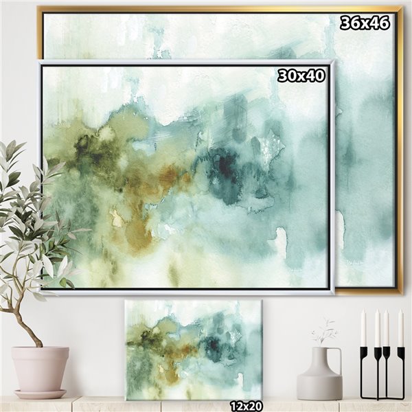 Designart Metal Wall Art Gold Wood Framed 16-in H X 32-in W Abstract Canvas Wall Panel