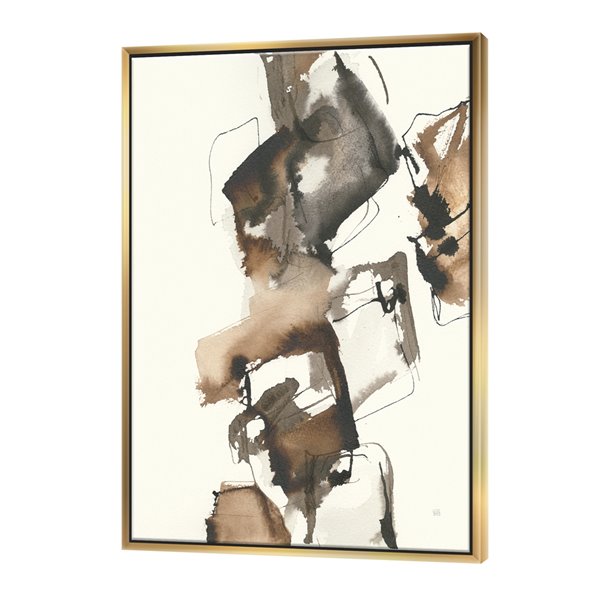 Designart 30-in x 30-in Gold Glam Squares II with Gold Wood Framed Wall Panel