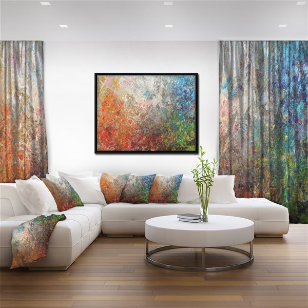 Designart 16-in x 32-in Board Stained Abstract Art with Black with Gold Wood Frame