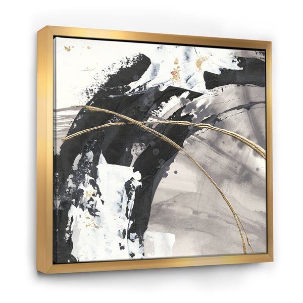 Designart 30-in x 30-in Glam Painted Arcs I with Gold Wood Framed Wall Panel