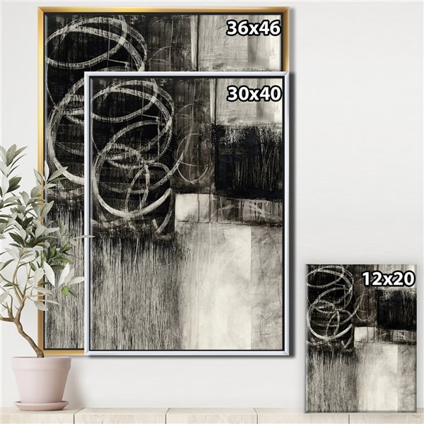 Designart 32-in x 24-in A Geometric Day I with Gold Wood Framed Wall Panel