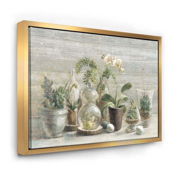 Designart 30-in x 40-in Composition of Orchids with Gold Wood Framed ...