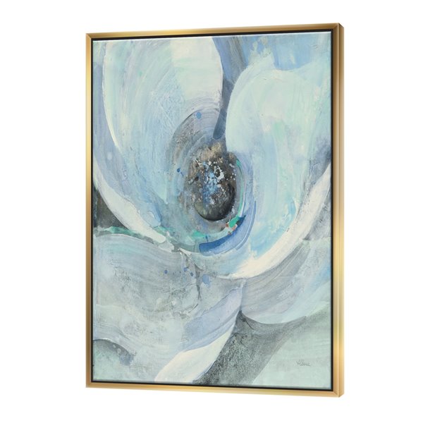 Designart 40-in x 30-in Watercolour Moolight Magnolia I with Gold Wood ...