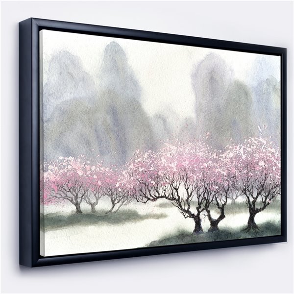 Designart 30-in x 40-in Flowering Trees at Spring with Black Wood ...