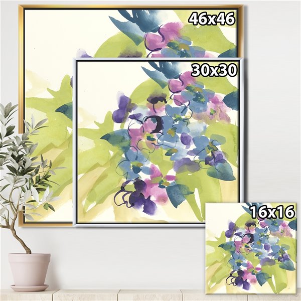 Designart 30-in x 30-in Spring Bouquet I with Gold Wood Framed Wall Panel