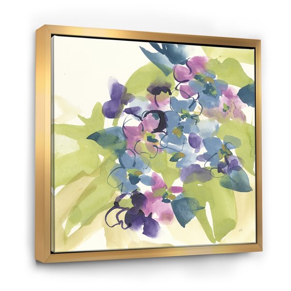 Designart 30-in x 30-in Spring Bouquet I with Gold Wood Framed Wall Panel