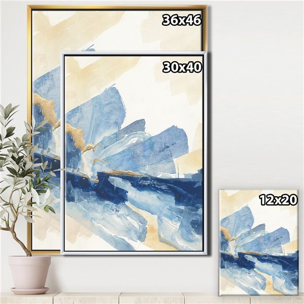 Designart 40-in x 30-in Metallic Gold Indigo I with Gold Wood Framed Wall Panel