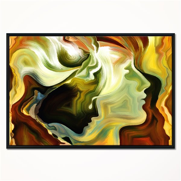 Designart 14-in x 22-in Metaphorical Inner Self with Black Wood Framed Canvas Wall Panel