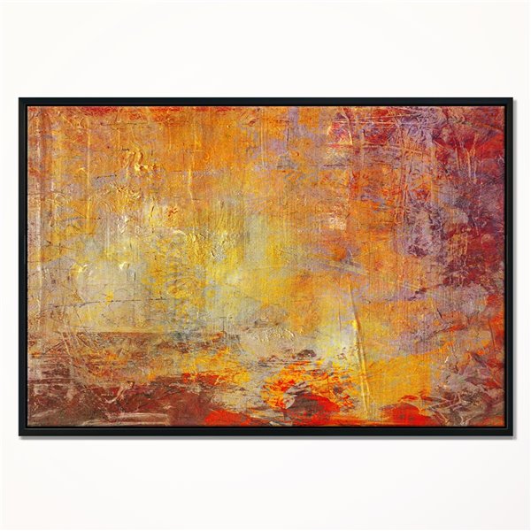 Designart 14-in x 22-in Ambient Framed Canvas Grunge with Black Wood Framed Canvas Wall Panel