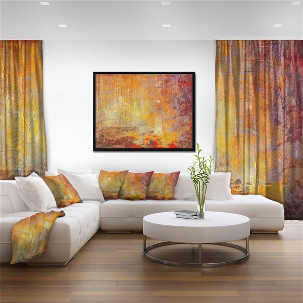 Designart 14-in x 22-in Ambient Framed Canvas Grunge with Black Wood Framed Canvas Wall Panel