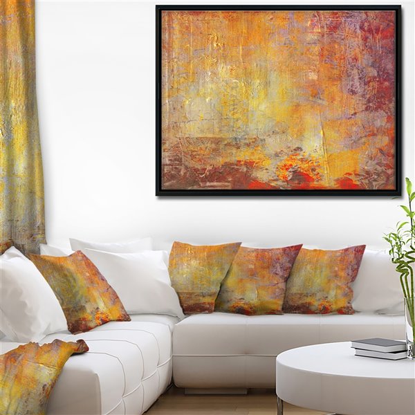 Designart 14-in x 22-in Ambient Framed Canvas Grunge with Black Wood Framed Canvas Wall Panel