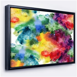 Designart 18-in x 34-in Abstract Watercolour Mind Painting with Black Wood Framed Canvas Wall Panel