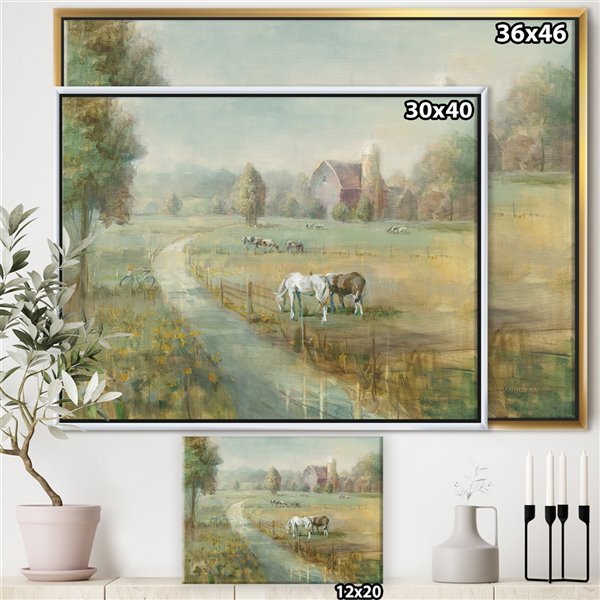 Designart Metal Wall Art Gold Wood Framed 30-in H X 40-in W Animals Canvas Wall Panel
