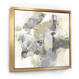 Designart 46-in x 46-in Glam Cream Dream III with Gold Wood Framed Canvas Wall Panel
