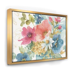 Designart 16-in x 32-in My French Garden with Gold Wood Framed Canvas Wall Panel