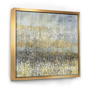 Designart 46-in x 46-in Gglam Rain Abstract IV with Gold Wood Framed Wall Panel