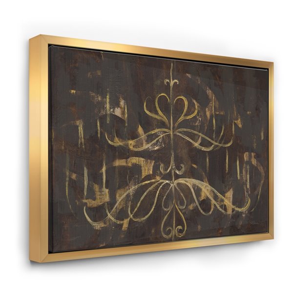 Designart 36-in x 46-in Glam Gold Chandelier with Gold Wood Framed Wall Panel