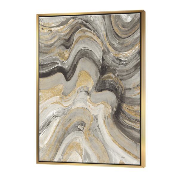 Designart 32-in x 16-in Glam Gold Canion with Gold Wood Framed Wall ...