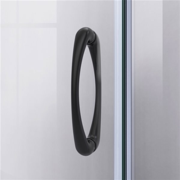 DreamLine Prime White 74.75-in x 36-in x 36-in 2-Piece Round Corner Shower Kit with Satin Black Hardware and Clear Glass