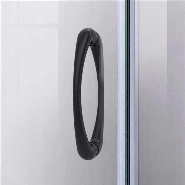 DreamLine Prime Biscuit 74.75-in x 33-in x 33-in 2-Piece Round Corner Shower Kit with Satin Black Hardware and Frosted Glass