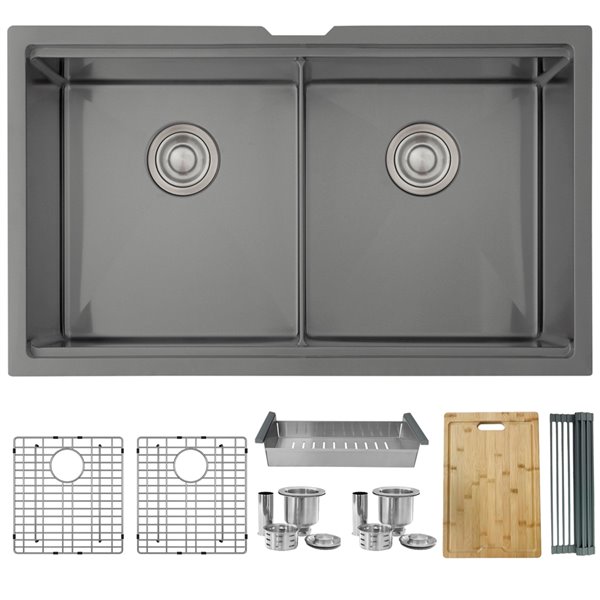 Wells Sinkware 32 18-Gauge Undermount Double Bowl Stainless Steel Kitchen  SinkLarge D-shaped Bowl on the Right  Stainless steel kitchen sink  undermount, Stainless undermount kitchen sinks, Stainless steel double bowl  kitchen sink