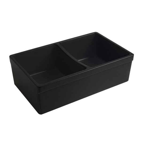 Whitehaus Collection Quatro Alcove Undermount Apron Front/Farmhouse 33-in x 20-in Matte Black Single Bowl Kitchen Sink